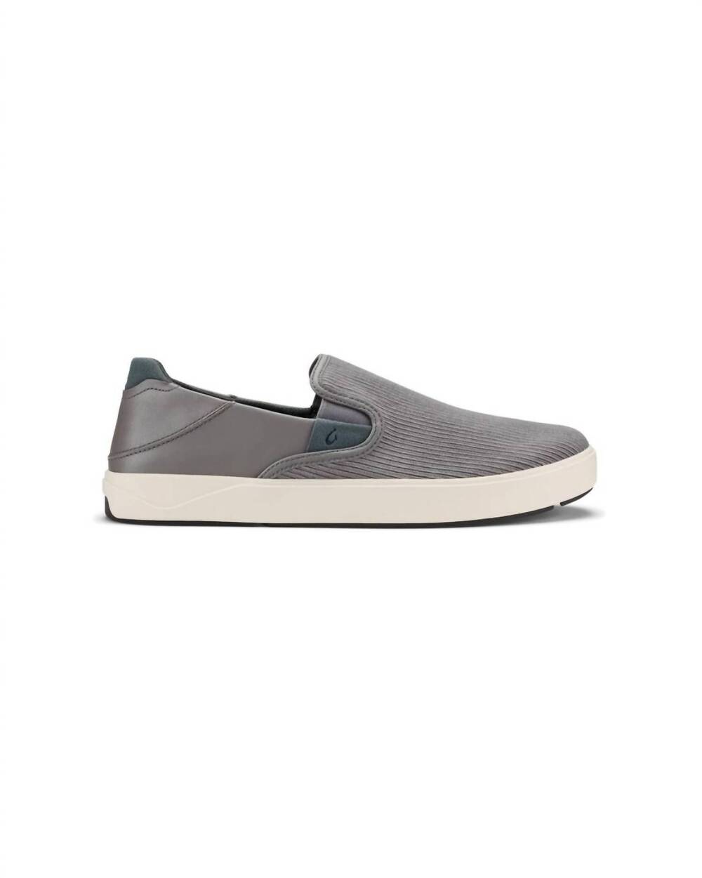 NEW OLUKAI men's lae‘ahi kapa corduroy slip-on shoes in graphite / dark shadow